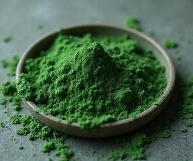 Close-up of spirulina powder or tablets