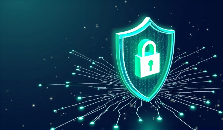 Data privacy and security concept with padlock icon