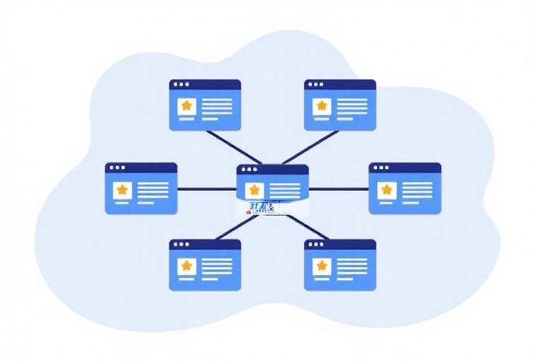Abstract image of interconnected websites and external links