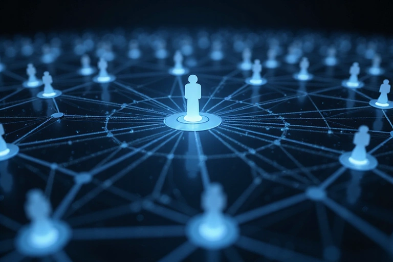 Abstract network of interconnected nodes representing user conduct